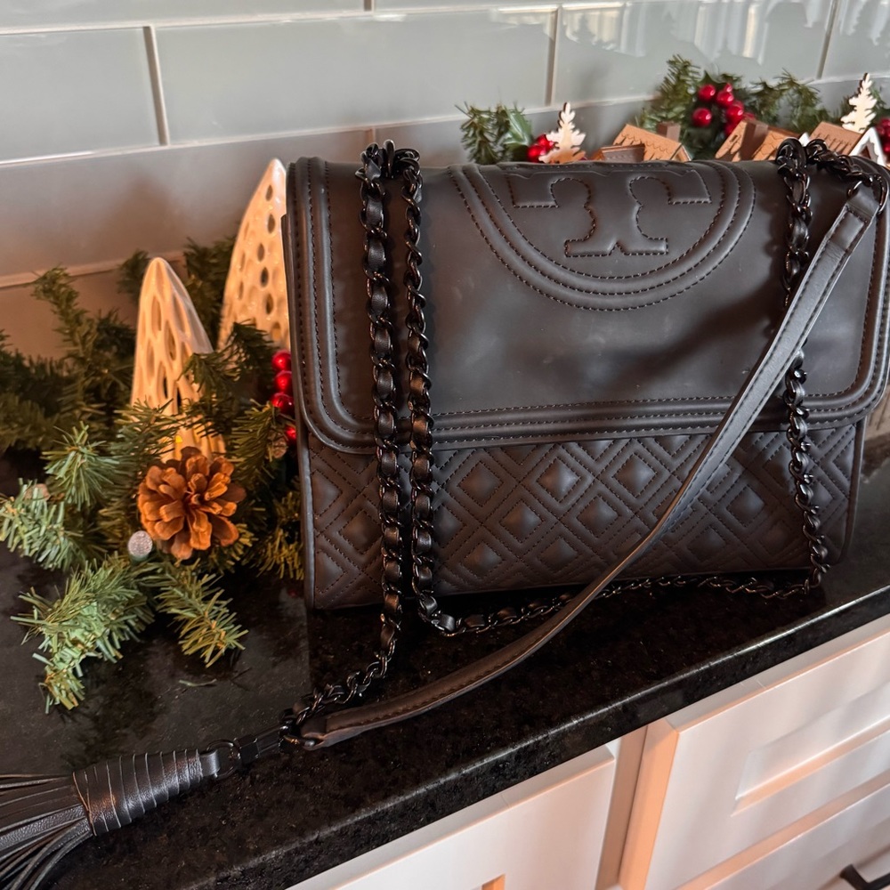 Tory Burch Fleming Soft Shoulder Bag Matte Black